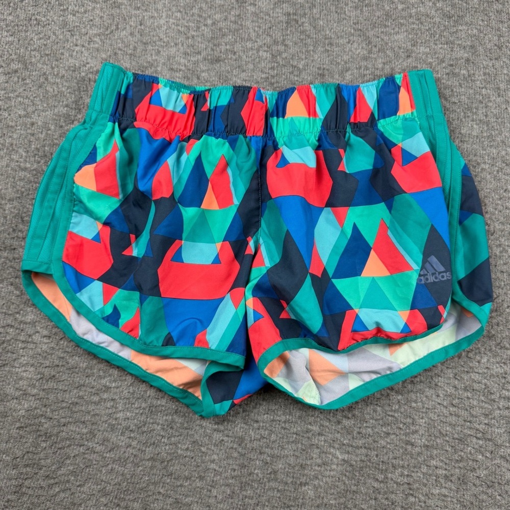 Adidas Climalite Geometric Print Running Shorts Women's S Small Teal‎